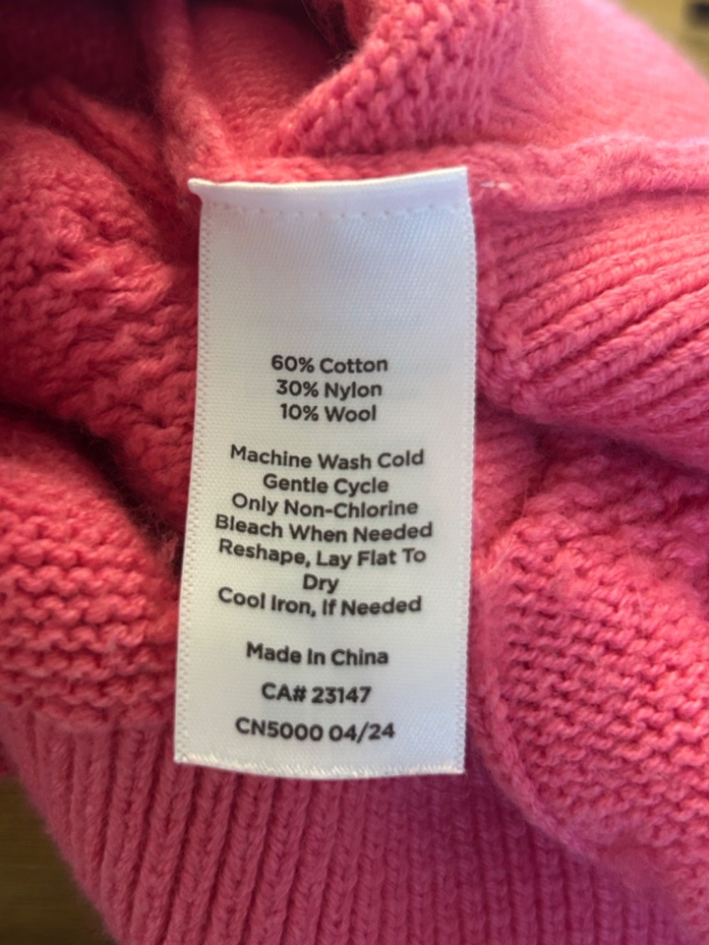 Talbots bright pink cable knit pullover sweater, size L - Picture 4 of 6